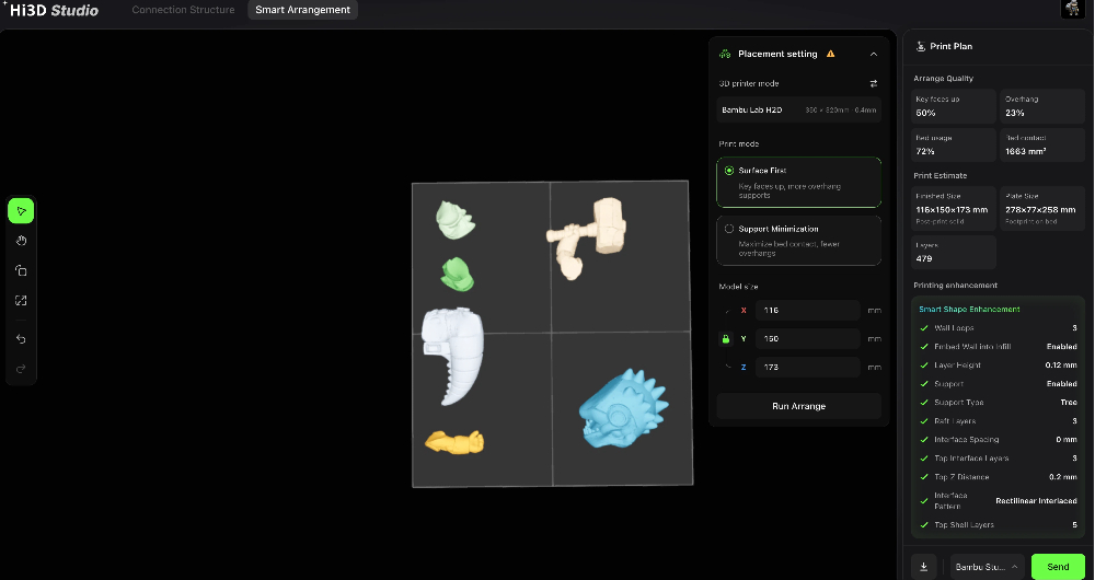 Smart Slicing Layout – Finalize Print Settings & Send to Printer