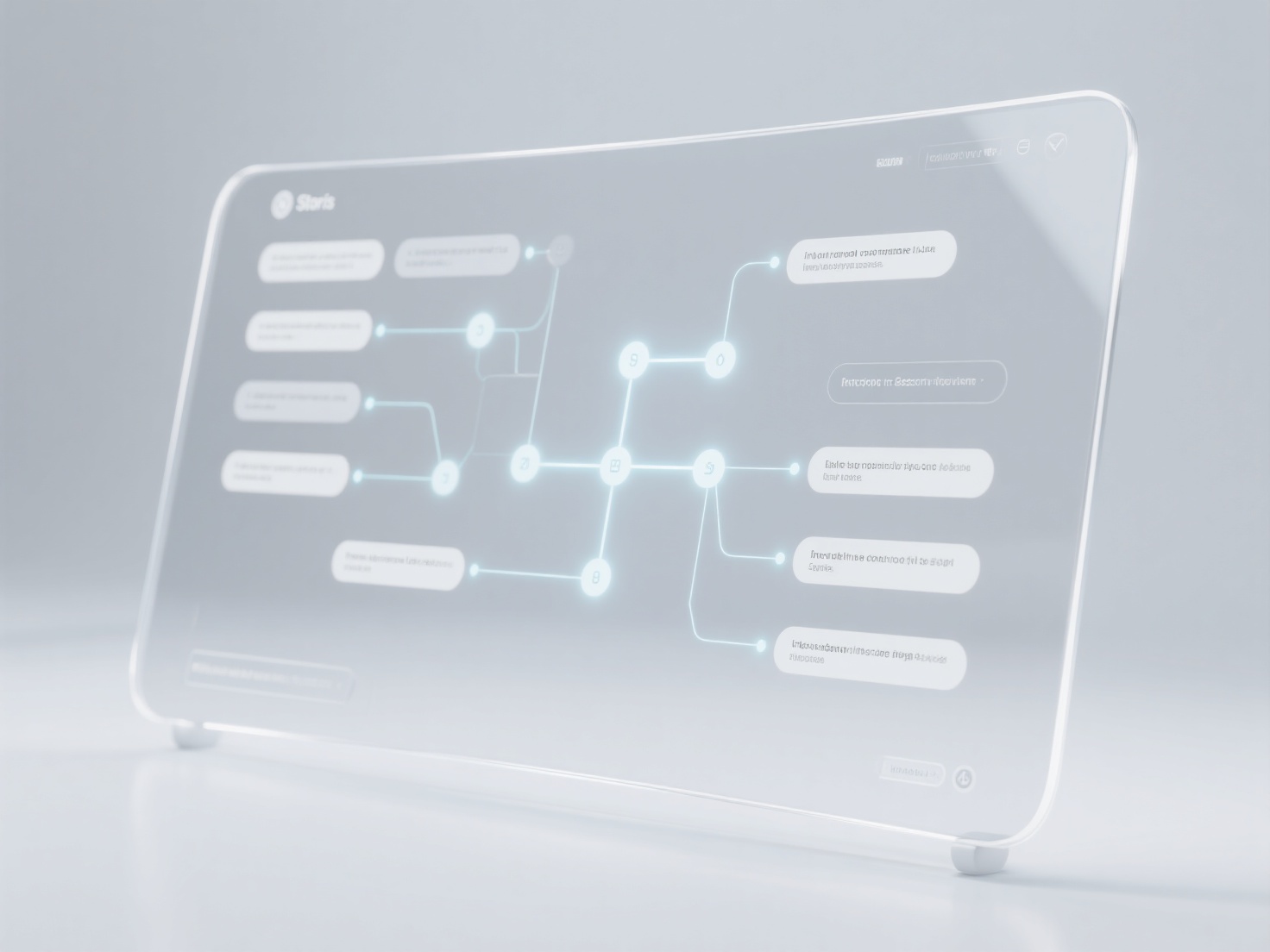 3D render of an interactive branching dialogue system interface for game narrative design