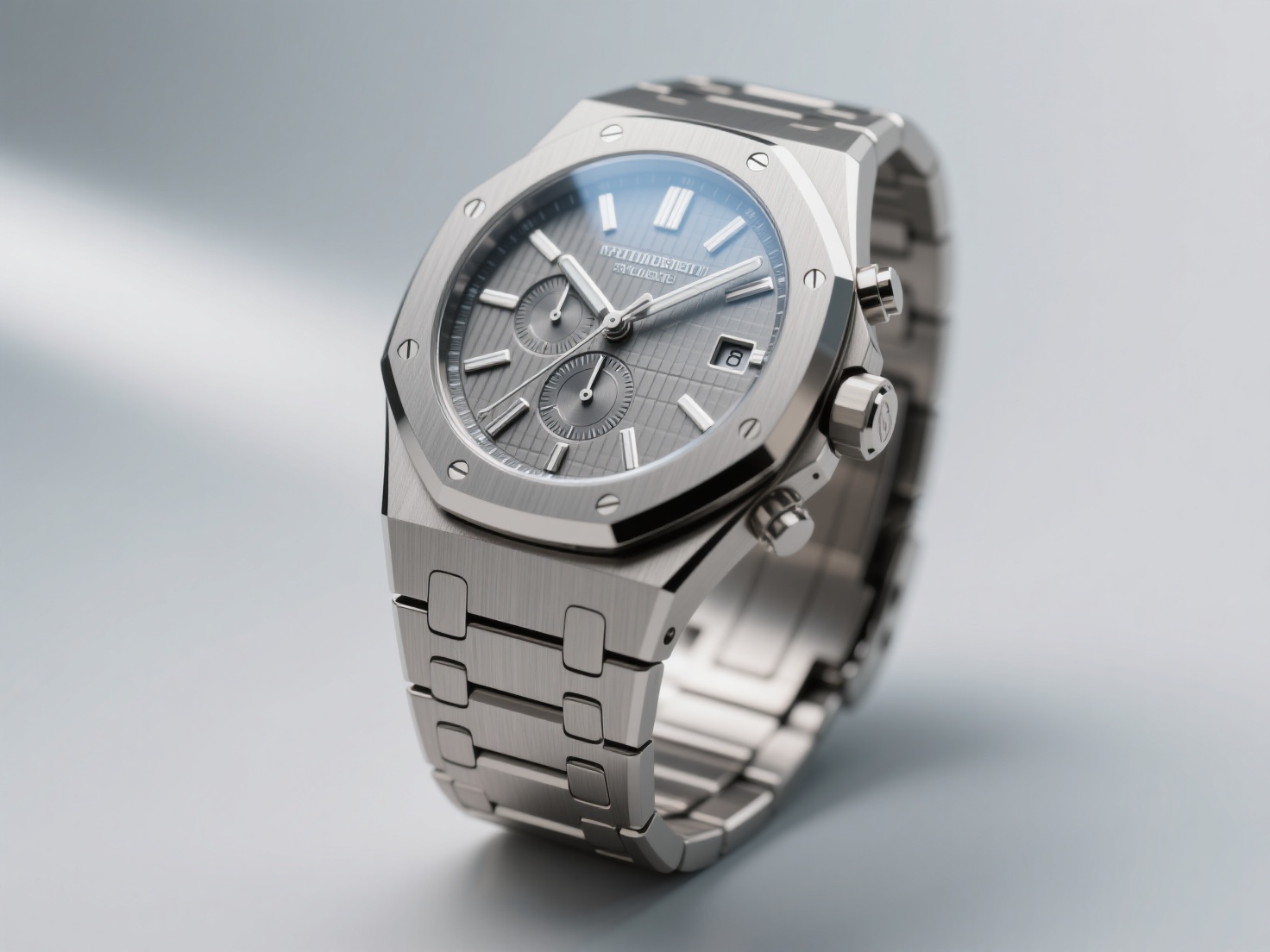 Detailed 3D render of metallic watch showing modeling, materials, lighting, and rendering techniques