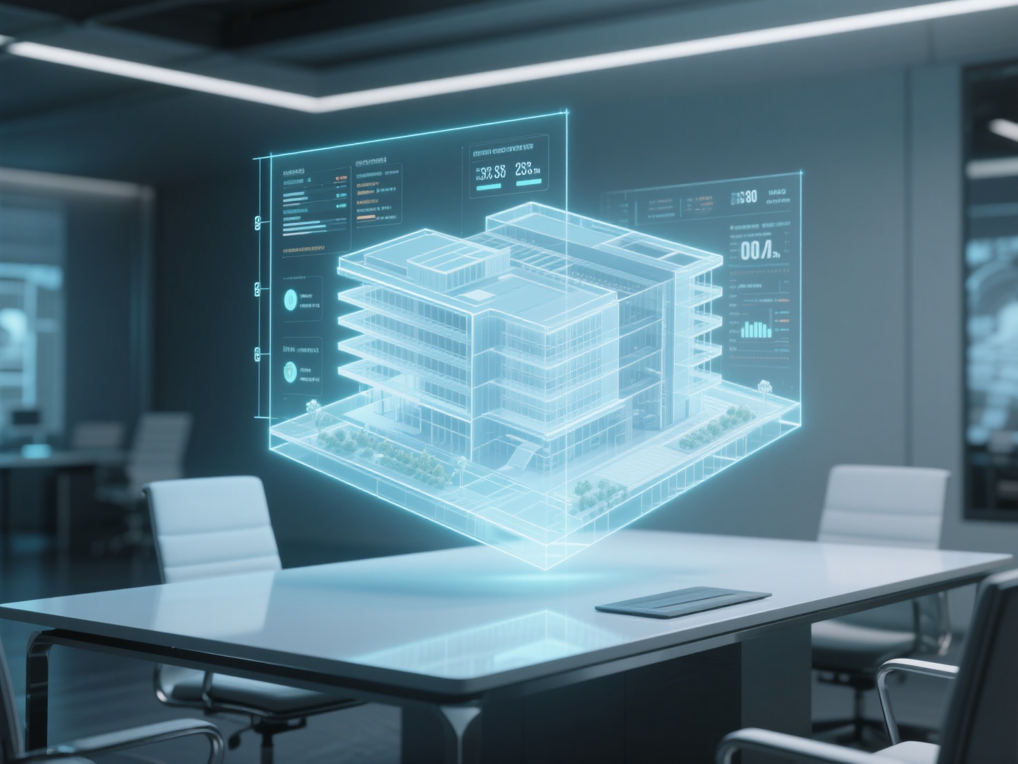 Photorealistic 3D render of a multi-dimensional BIM building model showcasing architecture design