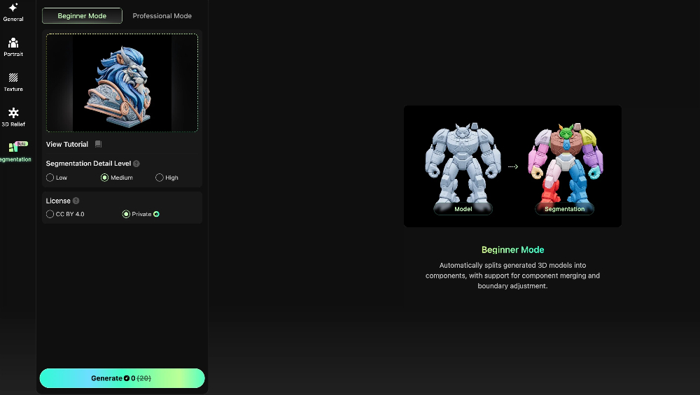 Hitem3D ai segmentation workflow