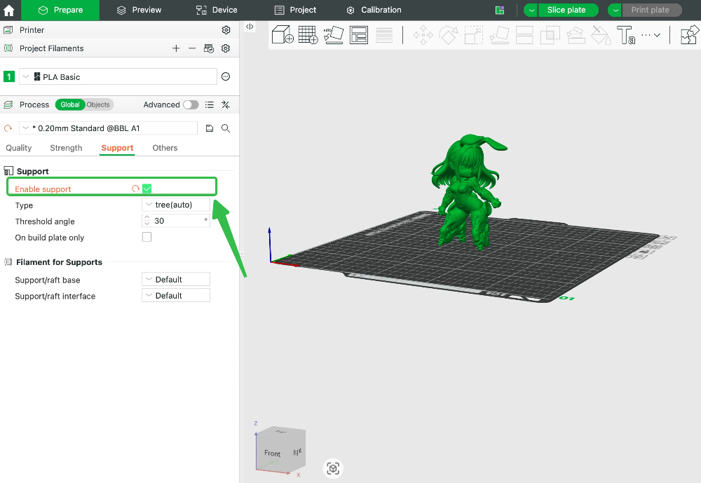 3D model opened in Bambu Studio after being sent from Hitem3D
