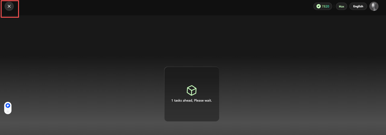 Hitem3D AI 3D model generator processing queue showing real-time task status and generation progress